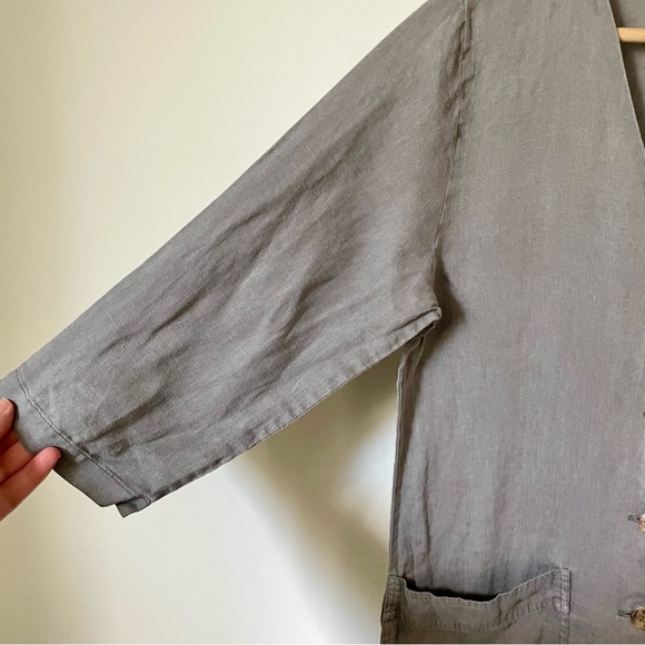 Zara Jumpsuit Women's Large Gray Linen Long Boilersuit Minimalist Lagenlook Grey - Picture 6 of 9